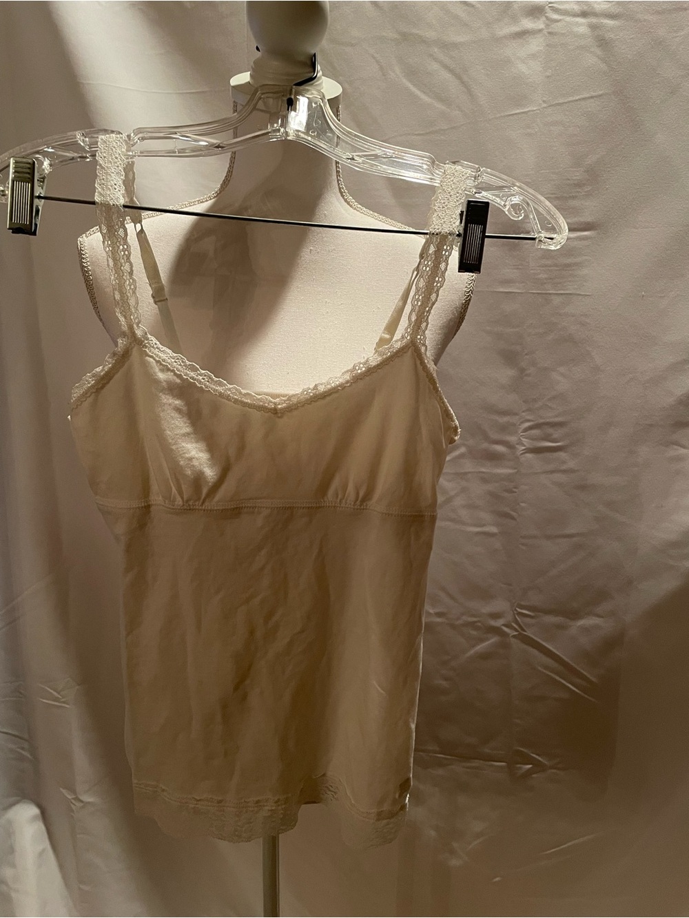 aerie Cream Lace-Trim Camisole Tank